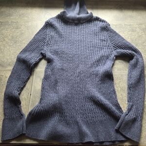 Navy Blue Ribbed Turtleneck Sweater